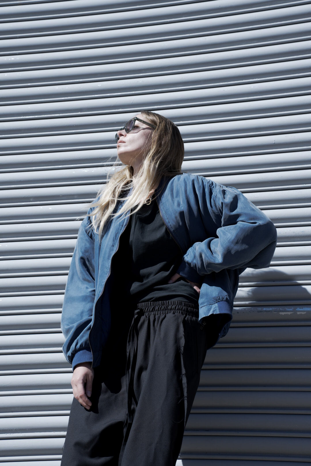 The Bluesy Silk Clouds Bomber Jacket