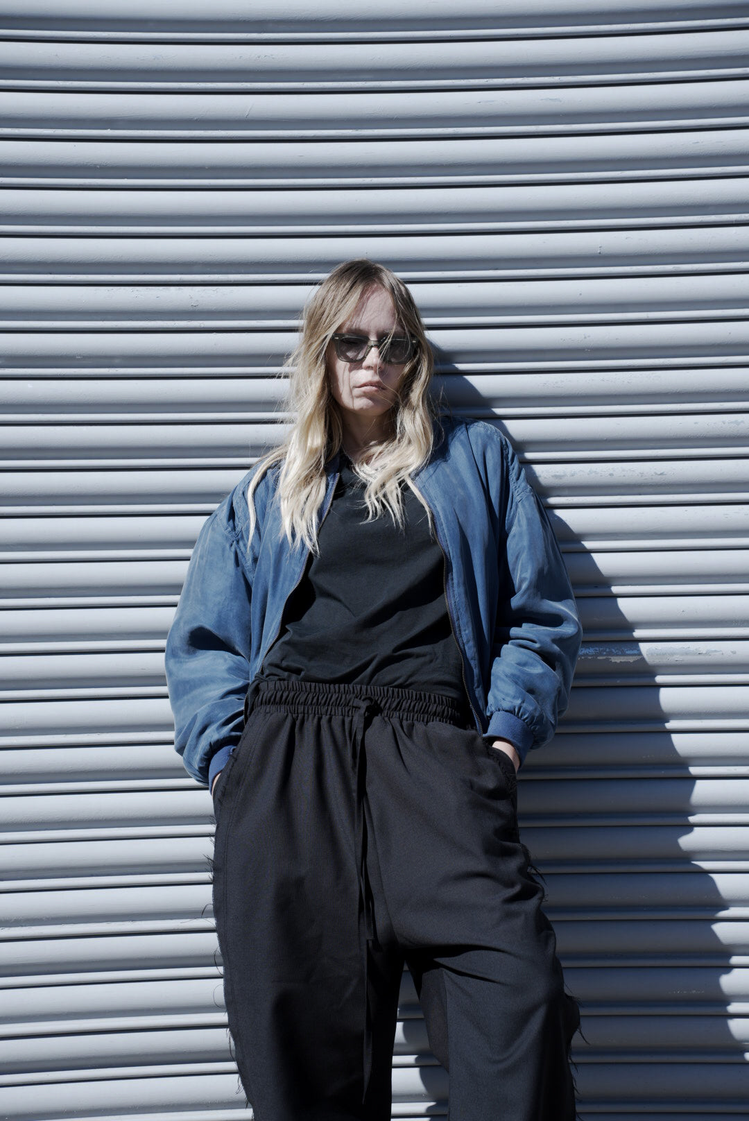 The Bluesy Silk Clouds Bomber Jacket