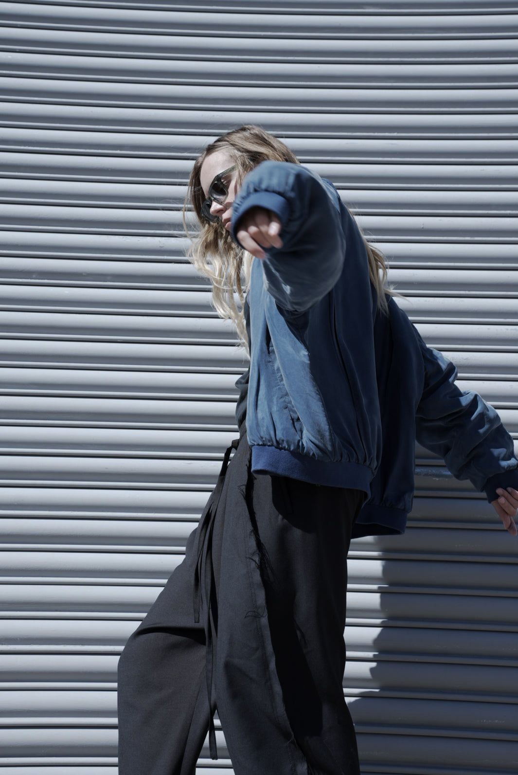 The Bluesy Silk Clouds Bomber Jacket