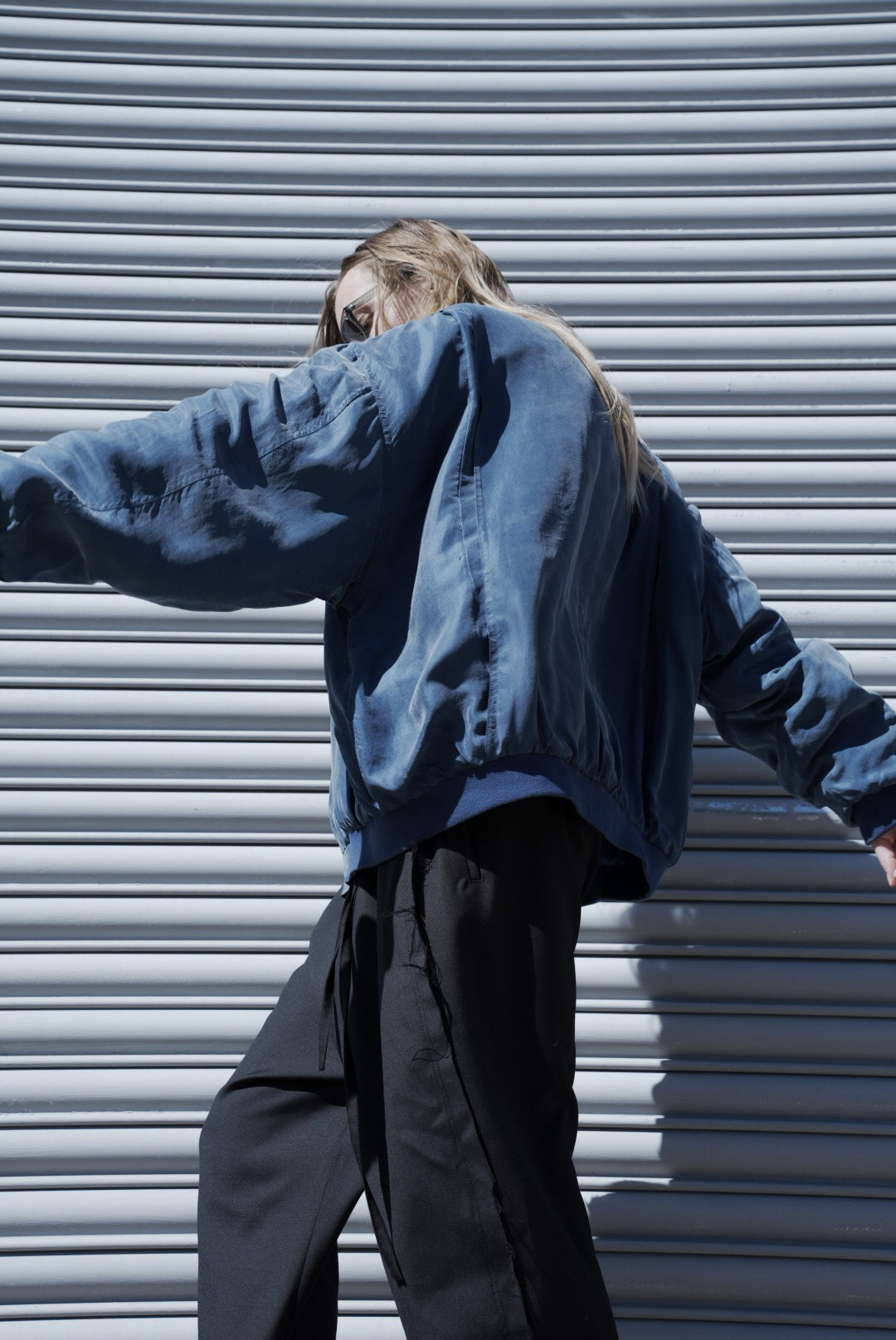The Bluesy Silk Clouds Bomber Jacket